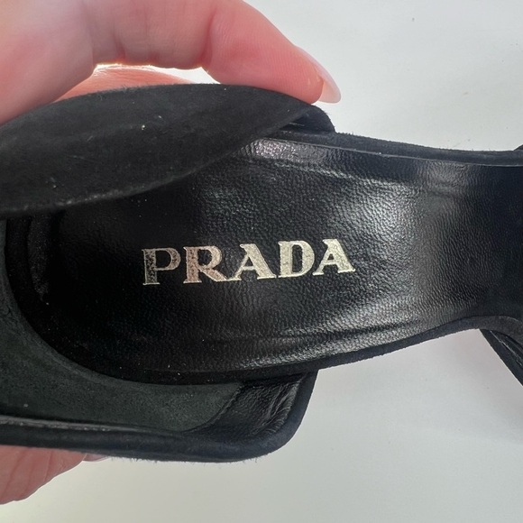 Prada black suede peeptoe stiletto pumps D’Orsay style size 39 US 9 Nine 4” heel - Picture 6 of 10